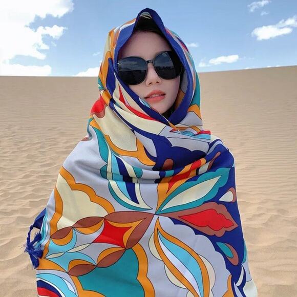 2/$24 NEW Beach Coverup Body Wrap Large Blanket Head Scarf Abstract Printed - Picture 6 of 13